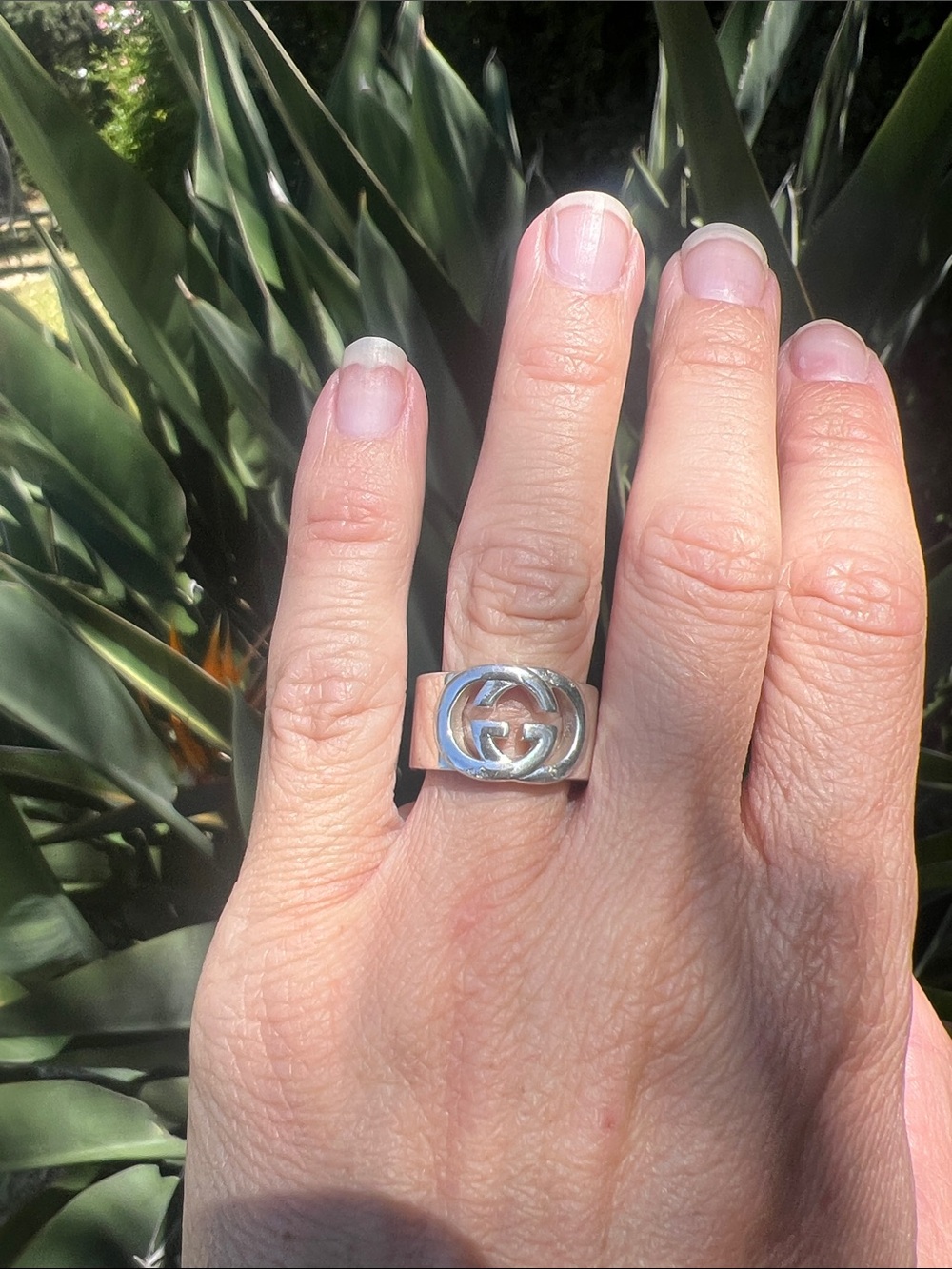 Gucci Silver Interlocking G Wide Band Ring